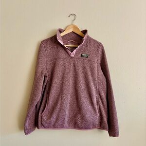 L.L. Bean Women's Heathered Mauve Sweater Fleece Pullover